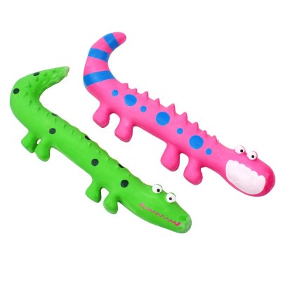 Colorful lizard shape Soft non-toxic latex Squeaky Dog Chew Toys